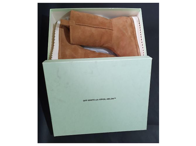 Botas Off White de ante marrón talla 40 Castaño - vista 7