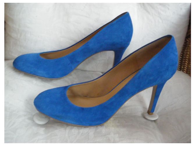 Décolleté Nine West in pelle di cervo blu Taglia 10 - vista 2
