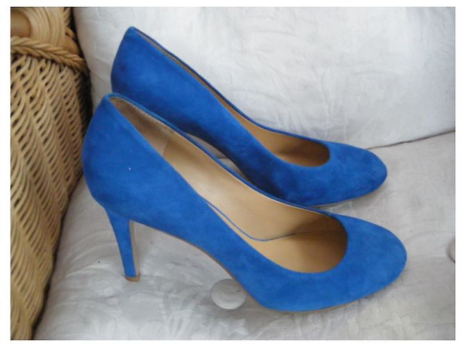Décolleté Nine West in pelle di cervo blu Taglia 10 - vista 3