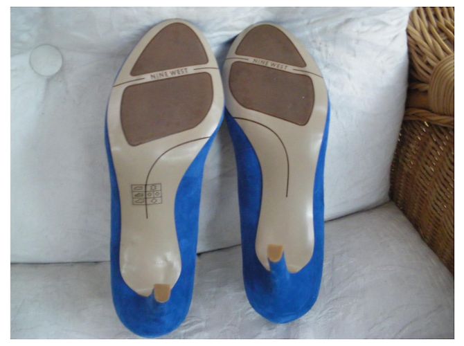 Décolleté Nine West in pelle di cervo blu Taglia 10 - vista 5