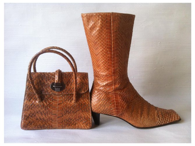Conjunto de Python MIU MIU (juntos) : botas y bolso Marrón claro - vista 2