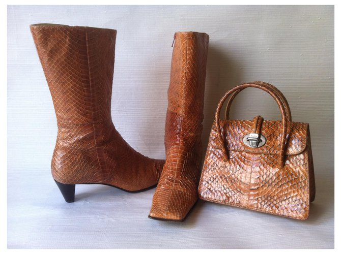 Conjunto de Python MIU MIU (juntos) : botas y bolso Marrón claro - vista 3