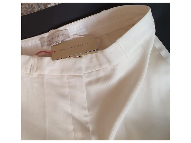 Stella Mc Cartney Pantalones blancos Stella McCartney de seda y algodón - vista 2