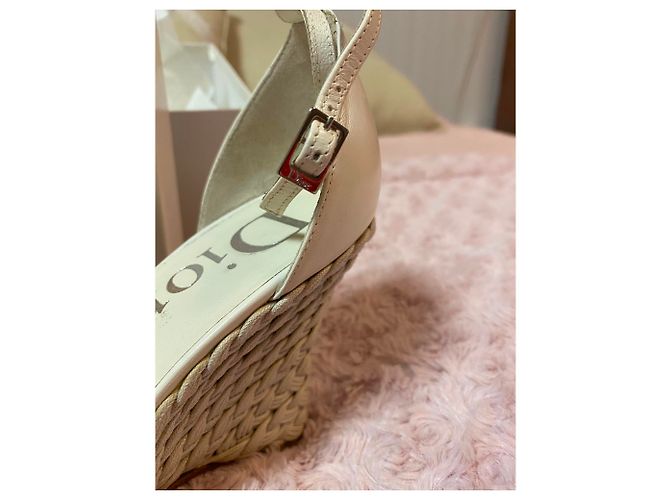 Mule con zecca Christian Dior in pelle color eggshell 38.5 Bianco sporco - vista 4