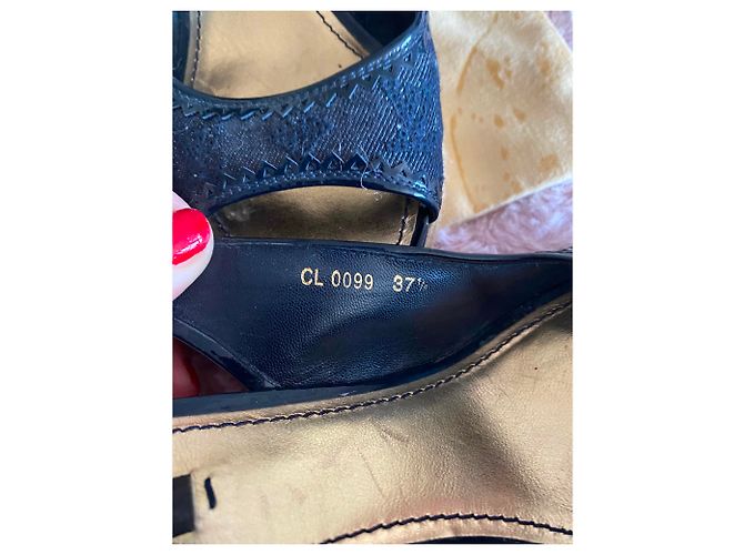 Mule con zeppa Louis Vuitton Blu Notte in Tela 37.5 Blu navy - vista 2