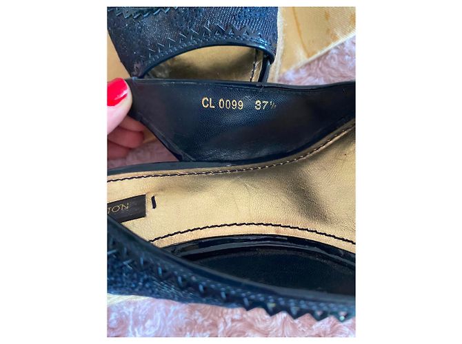 Mule con zeppa Louis Vuitton Blu Notte in Tela 37.5 Blu navy - vista 3