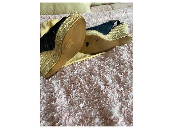 Mule con zeppa Louis Vuitton Blu Notte in Tela 37.5 Blu navy - vista 4