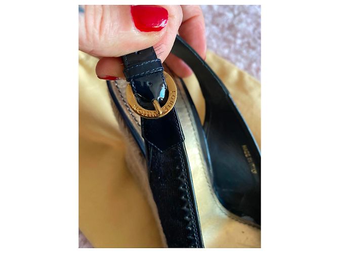 Mule con zeppa Louis Vuitton Blu Notte in Tela 37.5 Blu navy - vista 5