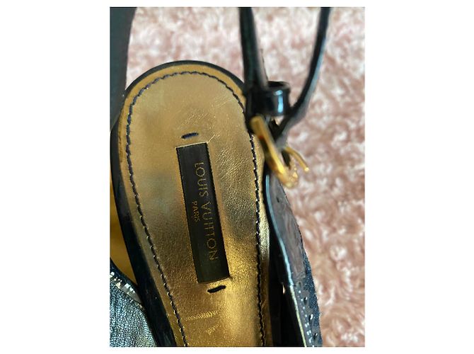 Mule con zeppa Louis Vuitton Blu Notte in Tela 37.5 Blu navy - vista 6