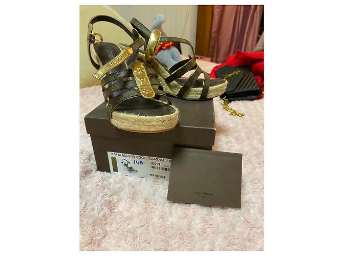 Mule con zeppa Louis Vuitton blu scuro in tessuto 37.5 - vista 2