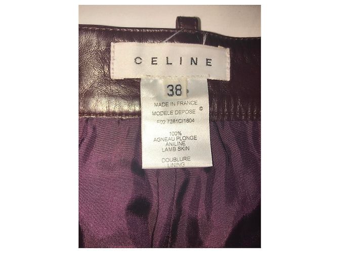 Falda midi de piel de cordero rojo oscuro Céline Burdeos - vista 2