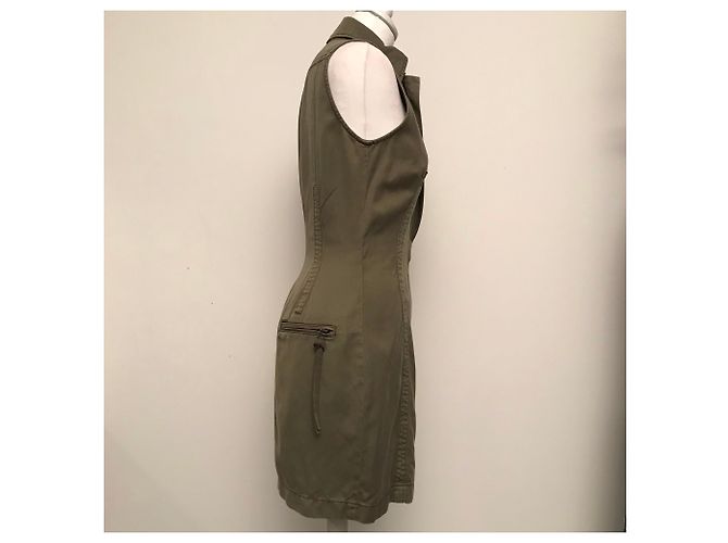 Vestido Diesel Caqui Algodón Lino - vista 2
