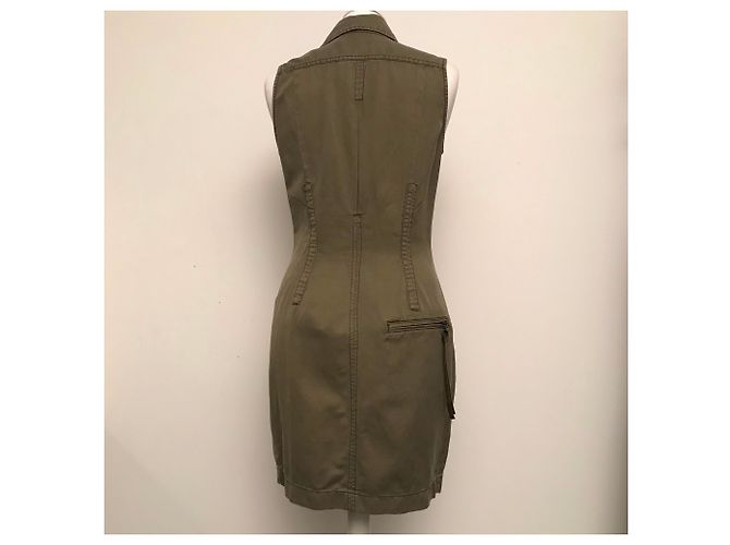 Vestido Diesel Caqui Algodón Lino - vista 3