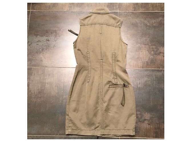Vestido Diesel Caqui Algodón Lino - vista 7