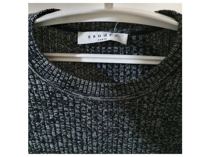 Jumper Longo Sandro Cinza de Lã e Acrílico - vista 3