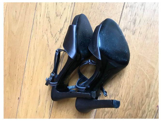 Sandali Givenchy in seta e pelle esotica grigia Grigio - vista 6