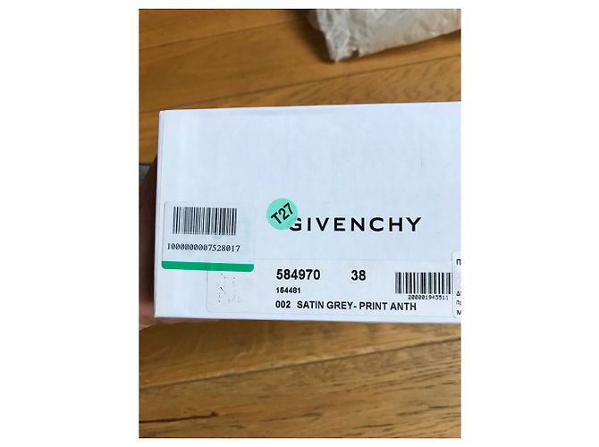 Sandali Givenchy in seta e pelle esotica grigia Grigio - vista 7