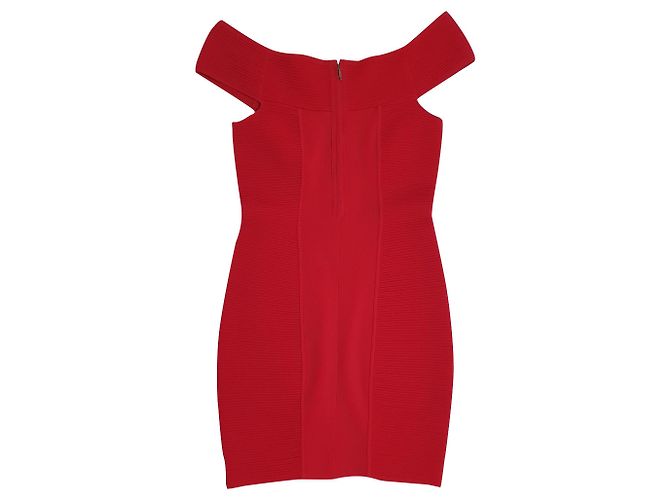 Reiss Rotes Strickkleid mit Off-Shoulder Design - Ansicht 2