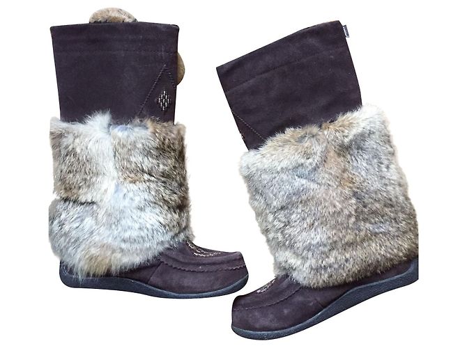 Autre Marque Botas de invierno Muks de piel y piel marrón Marrón oscuro - vista 2