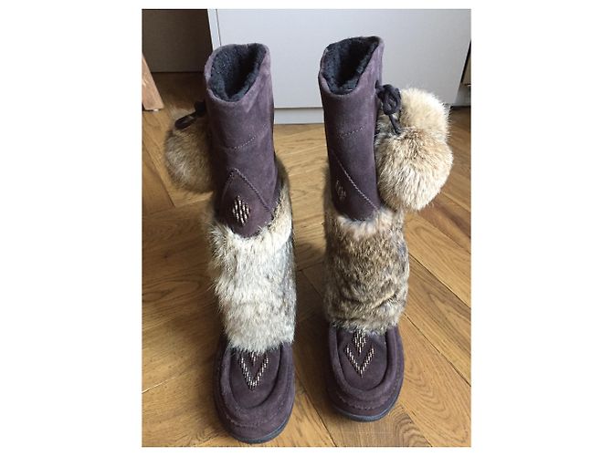 Autre Marque Botas de invierno Muks de piel y piel marrón Marrón oscuro - vista 4