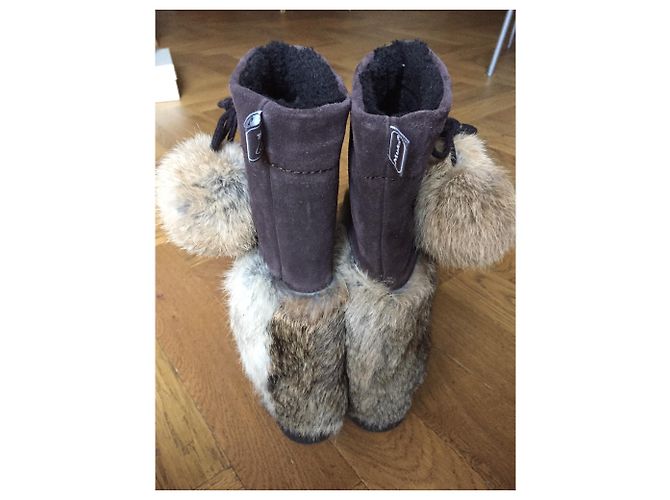 Autre Marque Botas de invierno Muks de piel y piel marrón Marrón oscuro - vista 6