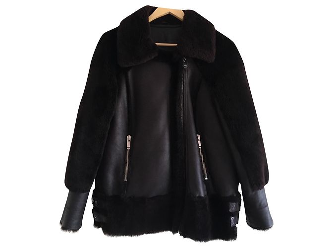 Veste aviateur en fourrure Uterque Prune Taille M - vue 2