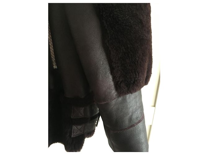Veste aviateur en fourrure Uterque Prune Taille M - vue 3