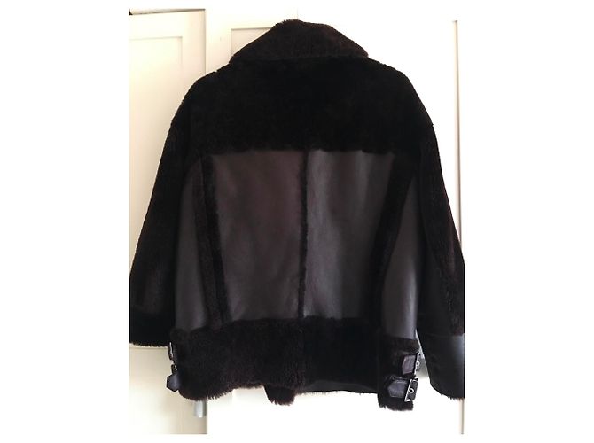 Veste aviateur en fourrure Uterque Prune Taille M - vue 4