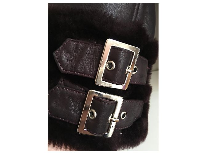 Veste aviateur en fourrure Uterque Prune Taille M - vue 5