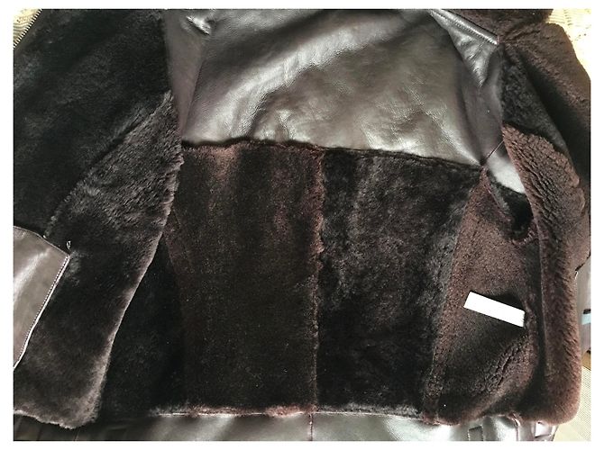 Veste aviateur en fourrure Uterque Prune Taille M - vue 6