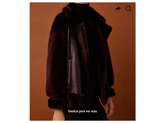 Veste aviateur en fourrure Uterque Prune Taille M - vue 9
