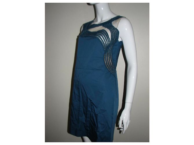 Alberta Ferretti Vestido con inserciones de encaje. Azul Turquesa - vista 3