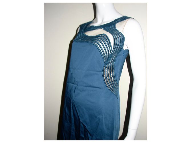 Alberta Ferretti Vestido con inserciones de encaje. Azul Turquesa - vista 4