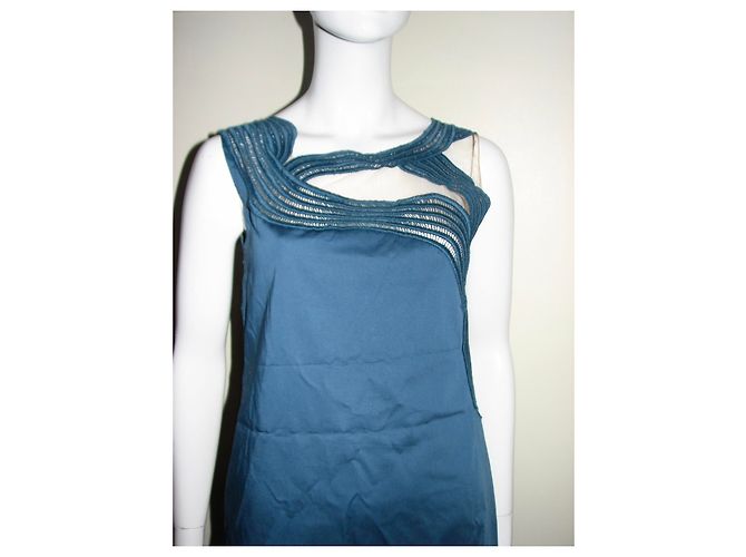 Alberta Ferretti Vestido con inserciones de encaje. Azul Turquesa - vista 6