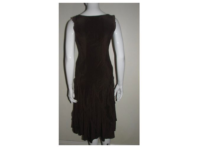 Vestido de seda DKNY marrón chocolate - vista 3
