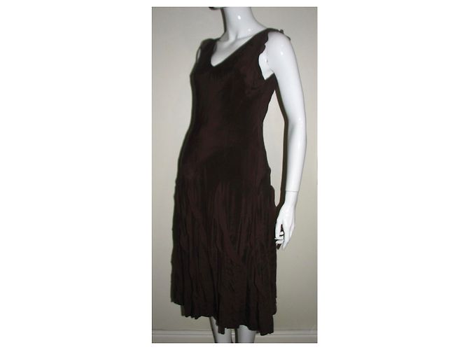 Vestido de seda DKNY marrón chocolate - vista 4