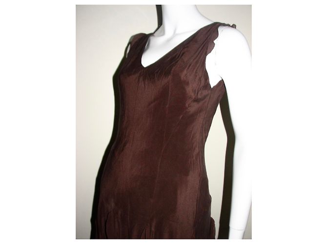 Vestido de seda DKNY marrón chocolate - vista 5