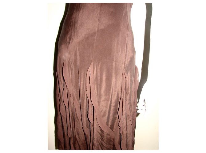 Vestido de seda DKNY marrón chocolate - vista 6