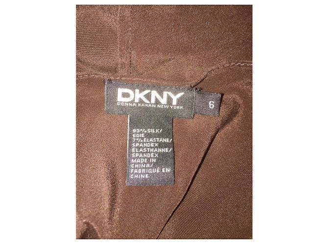 Vestido de seda DKNY marrón chocolate - vista 7
