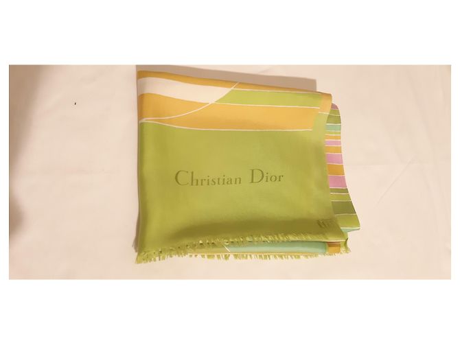 Christian Dior Seidenschal Hellgrün geometrisches Muster - Ansicht 2