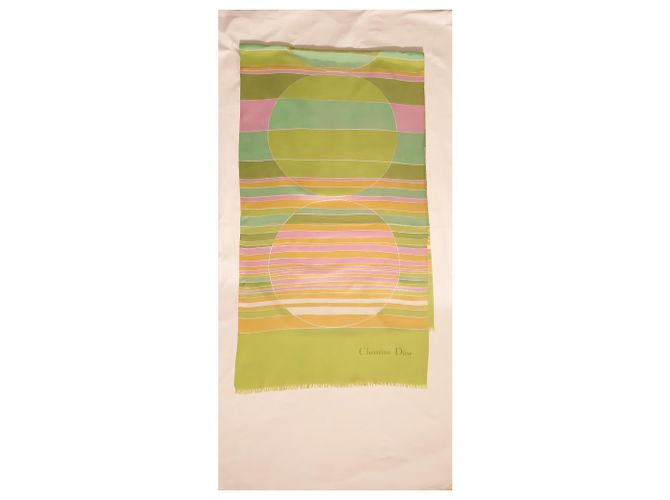 Christian Dior Seidenschal Hellgrün geometrisches Muster - Ansicht 4