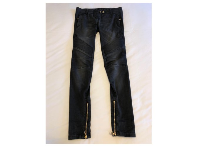 Vaqueros Balmain Biker Gris Antracita - vista 2