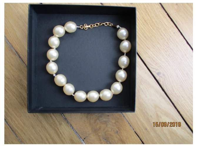 Chanel Collar de perlas Eggshell Blanco roto - vista 4