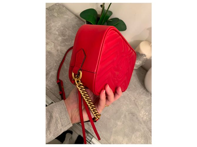 Borsa a mano Gucci Marmont in pelle rossa Rosso - vista 4