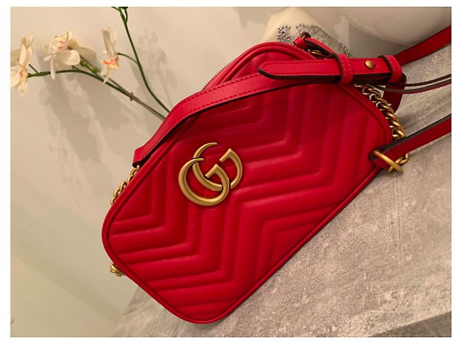 Borsa a mano Gucci Marmont in pelle rossa Rosso - vista 7