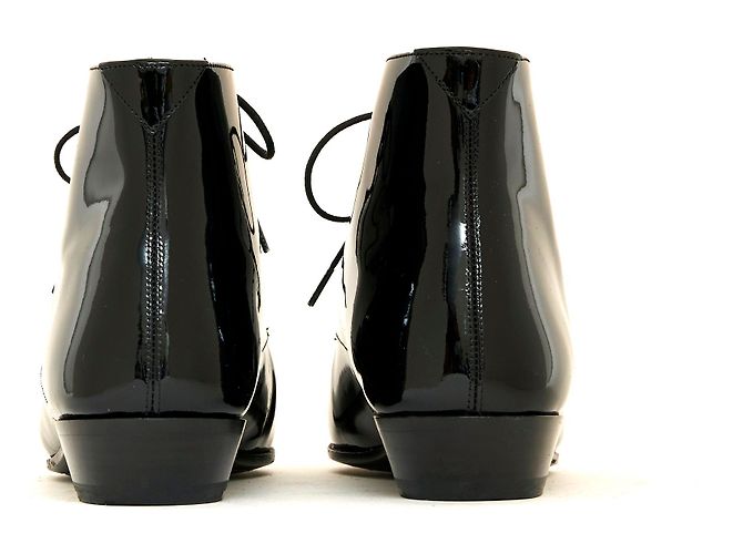 Stivaletti Saint Laurent Jonas in vernice nera 37.5 Nero - vista 4