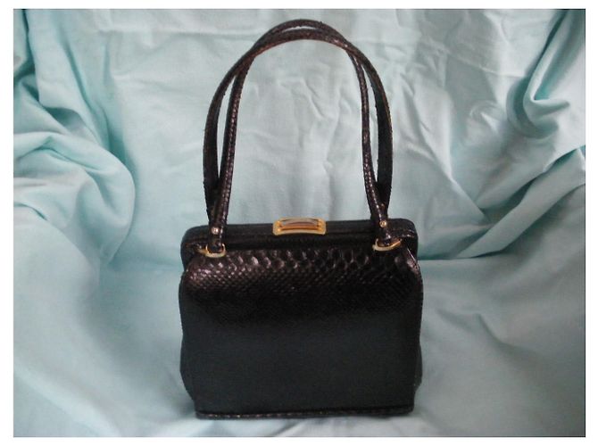 Autre Marque Sac à main en python noir - vue 3