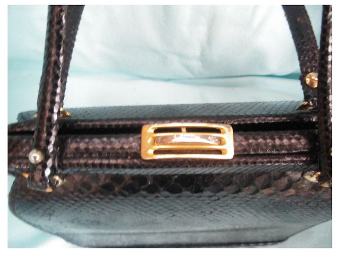 Autre Marque Sac à main en python noir - vue 6
