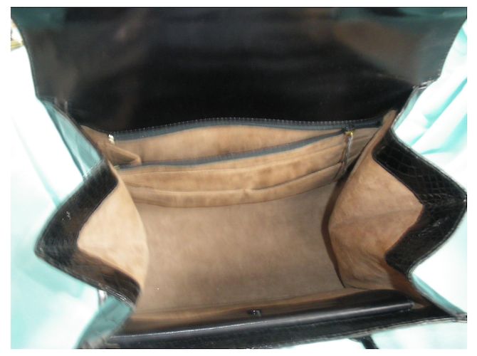Autre Marque Borsa in pelle di coccodrillo nera Nero - vista 8