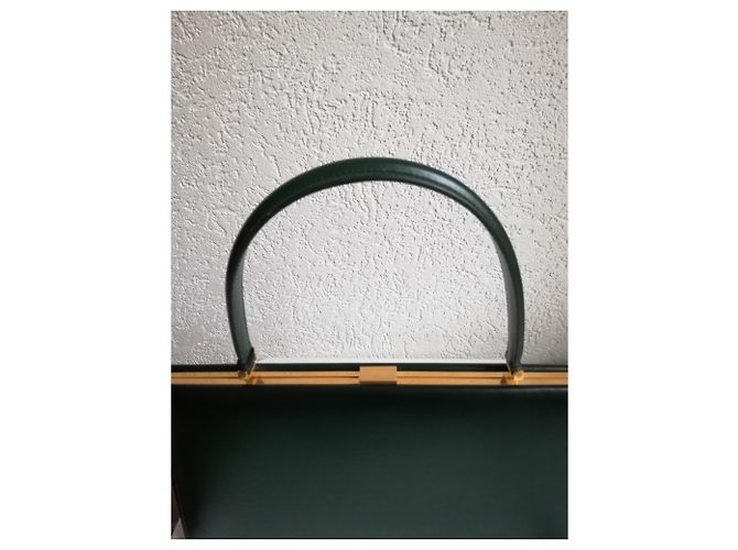 Céline Clasp Handtasche Dunkelgrün Lammleder - Ansicht 2